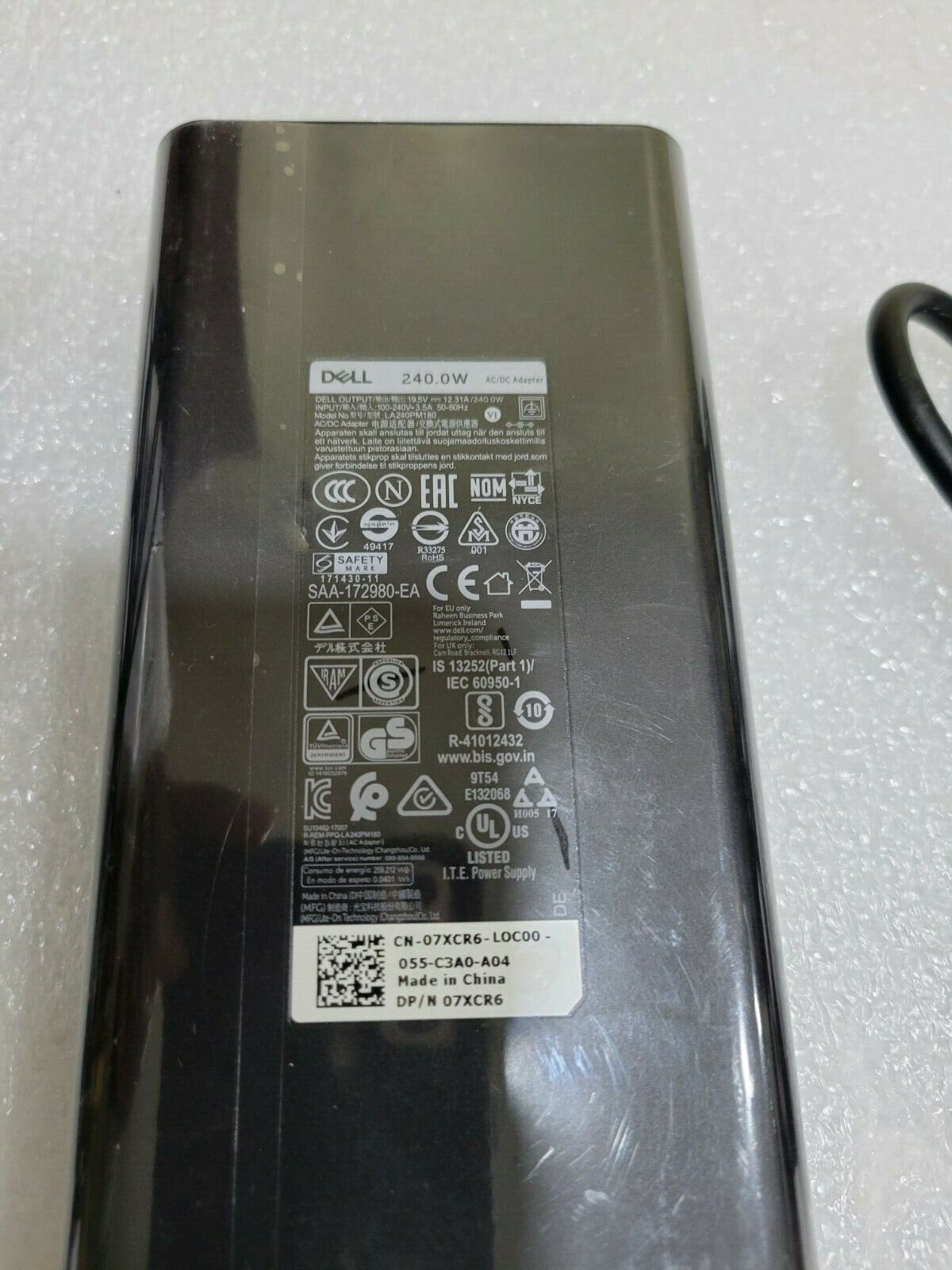 Genuine 07XCR6 Power Adapter 240W For Dell Alienware M17 M17xR2 R3 R4 R5 Laptop
