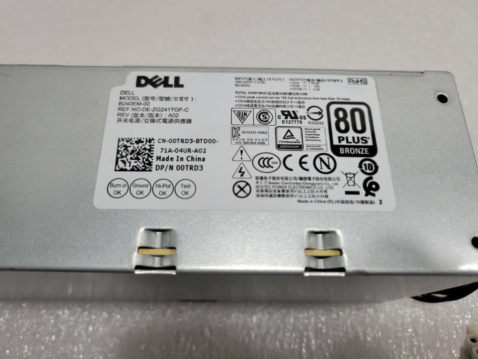 0TRD3 00TRD3 CN-00TRD3 240W For Dell Optiplex 3040 5040 7040 MT Power Supply 8+4