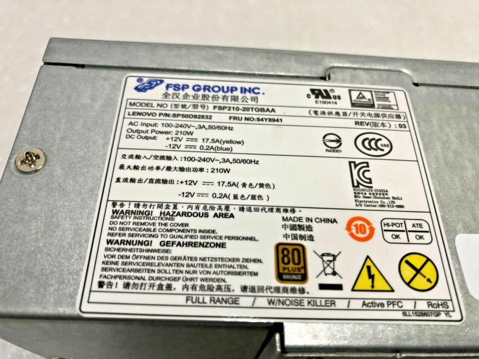 54Y8941 Lenovo 210W Power Supply for Think Centre M700/M800/M900