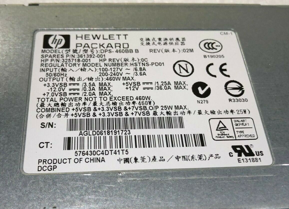 361392-001/325718-001 for HP DL360 G4/G4p SCSI Server 460W DPS-460BB Power Supply
