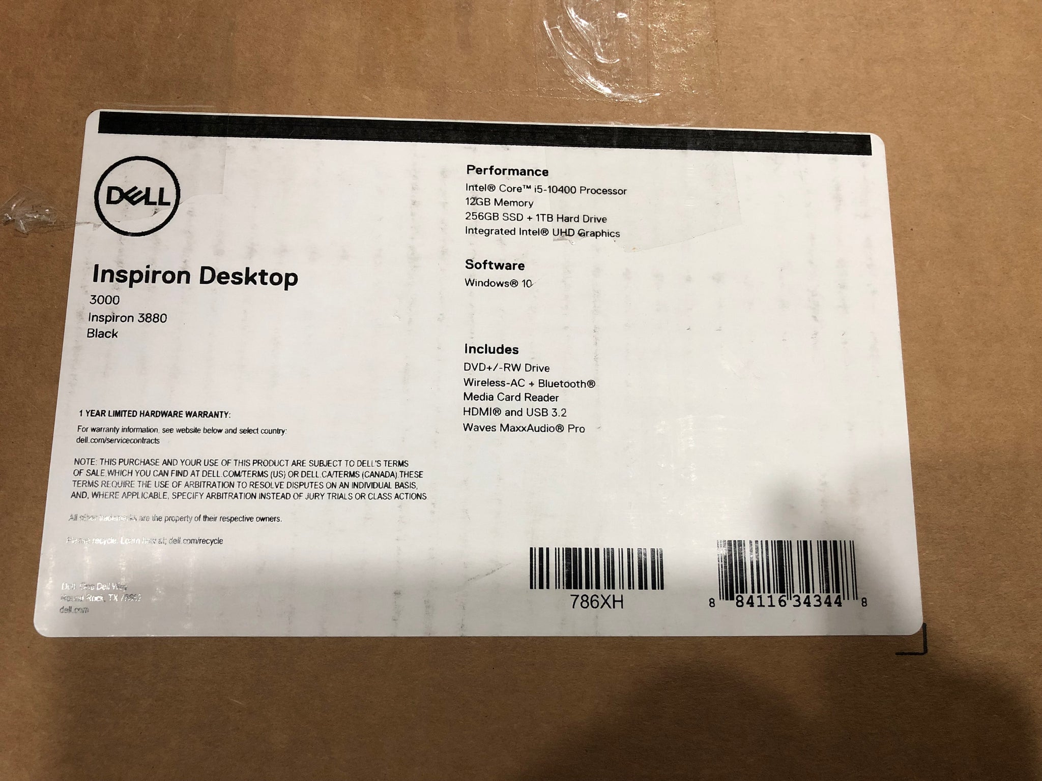 Dell Inspiron 3880 TowerComputer i5-10400 2.90GHZ 12GB 256G 1TB DVDRW Win10 Wifi