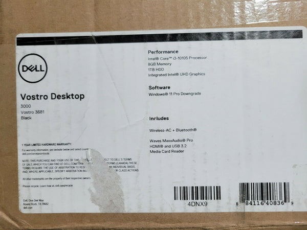 【Dell Vostro 3681】 core i3 | 8GB 256GB Dell Vostro 3681 Refurbished SFF Desktop - Intel Core i3-10100 - 1