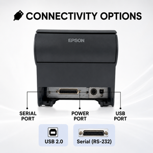 Epson TM-T88V POS Thermal Receipt Printer USB Serial Square With power Adapter