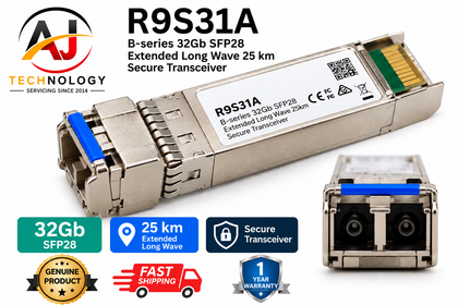 R9S31A- HPE B-series 32Gb SFP28 Extended Long Wave 25km 1-pack Secure Transceiver – Brand New