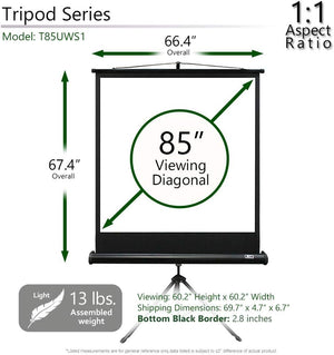 Elite Screens Tripod- 85-inch, Adjustable Multi Aspect Ratio Portable Pull Up Projection Projector Screen, T85UWS1