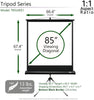 Elite Screens Tripod- 85-inch, Adjustable Multi Aspect Ratio Portable Pull Up Projection Projector Screen, T85UWS1