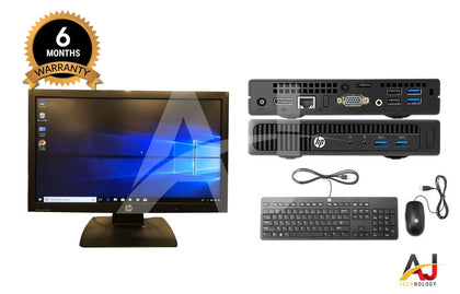 HP 260 G1 DM Mini Computer Core i3-4030U 1.90GHz 4GB 500GB Win10 Pro W/ Monitor