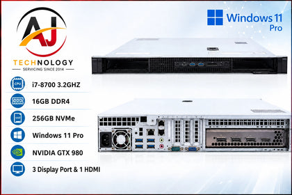 Dell Precision 3930 1URack Workstation Intel i7-8700 3.2Ghz | 16GB DDR4 | 256GB NVME/NVIDIA GTX980-Win 11 Pro