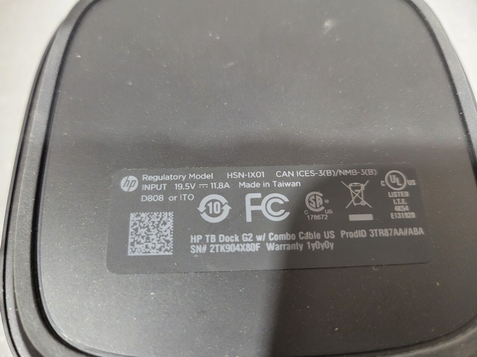 HP G2 Thunderbolt 230W Docking Station 3TR87AA#ABA with 230W Power Ada