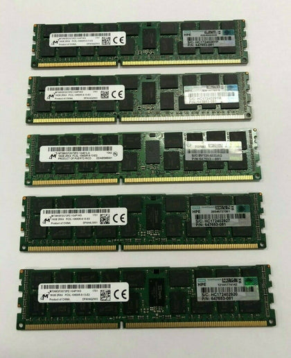 5 x HP 16GB 2RX4 DDR3 PC3L-10600R RAM Memory 647901-B21 647653-081 664692-001 G8